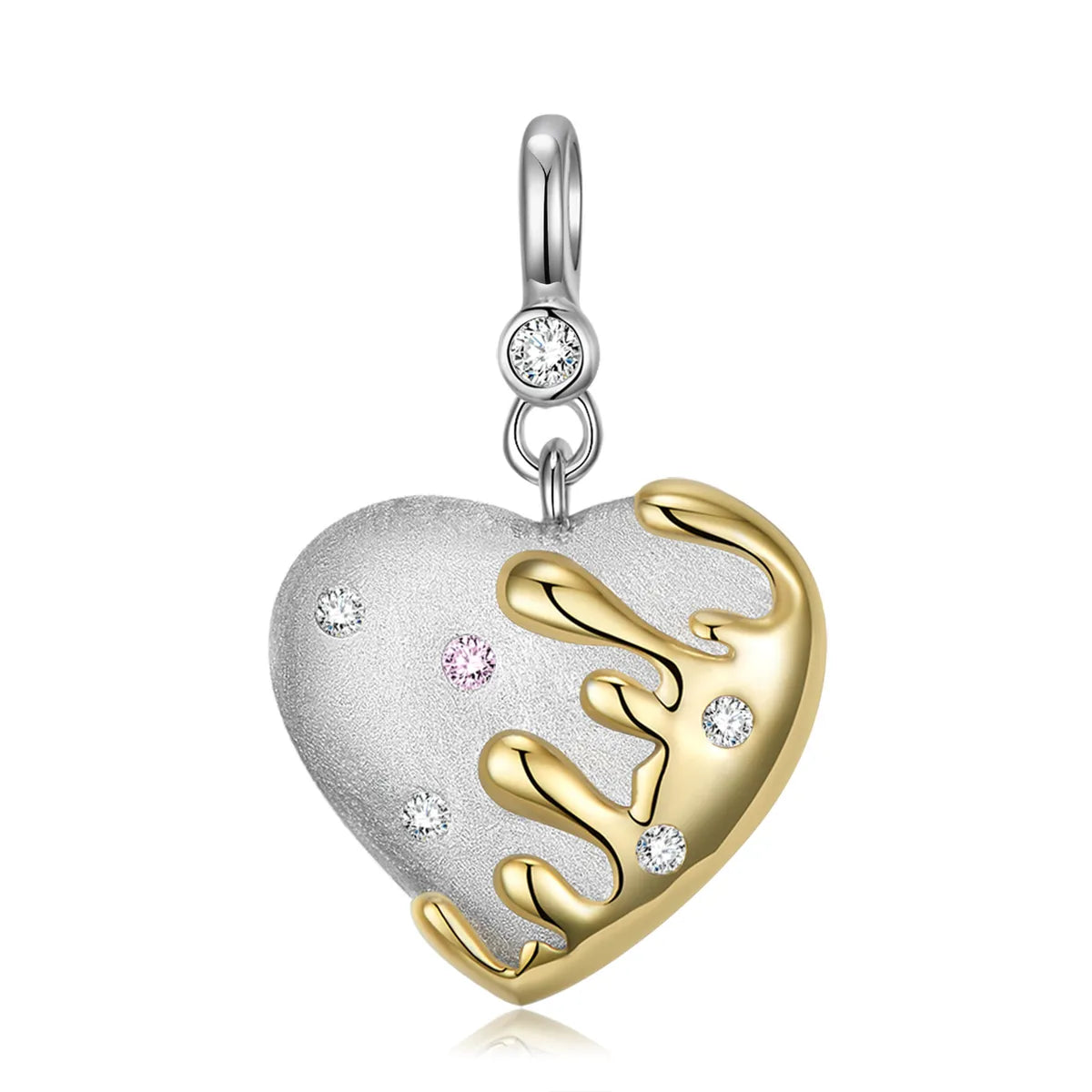 Sweet Simple Style Heart Shape Sterling Silver Inlay Zircon Pendant Necklace