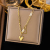 Wholesale Jewelry Sweet Simple Style Heart Shape 304 Stainless Steel 18K Gold Plated Plating Chain Bracelets Necklace