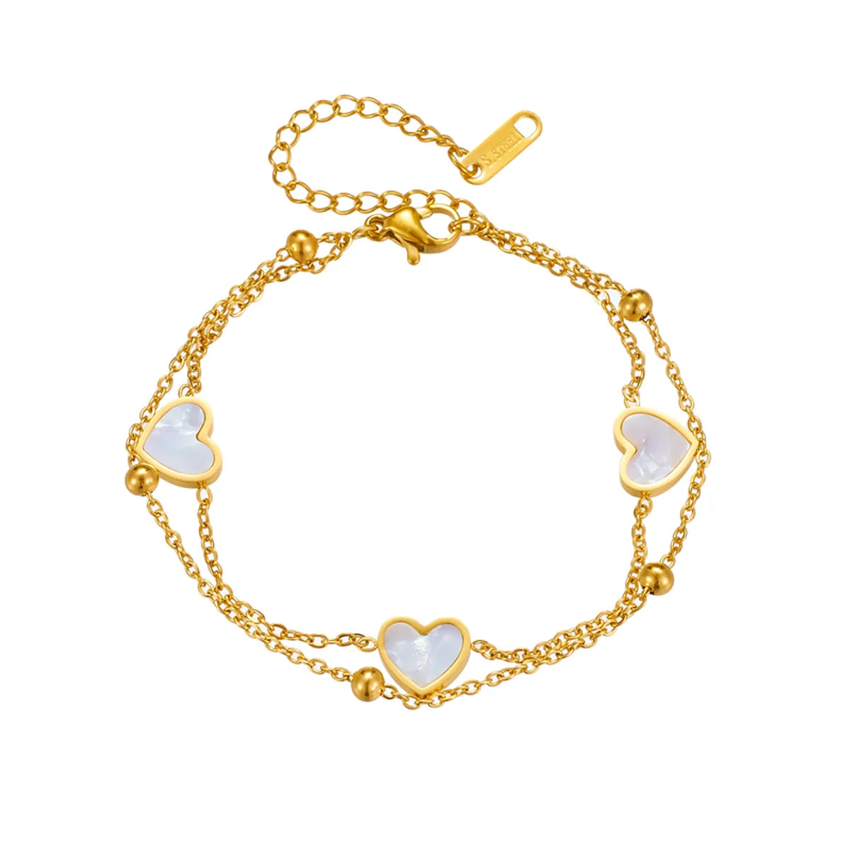 Sweet Simple Style Heart Shape Titanium Steel 18K Gold Plated Shell Bracelets In Bulk