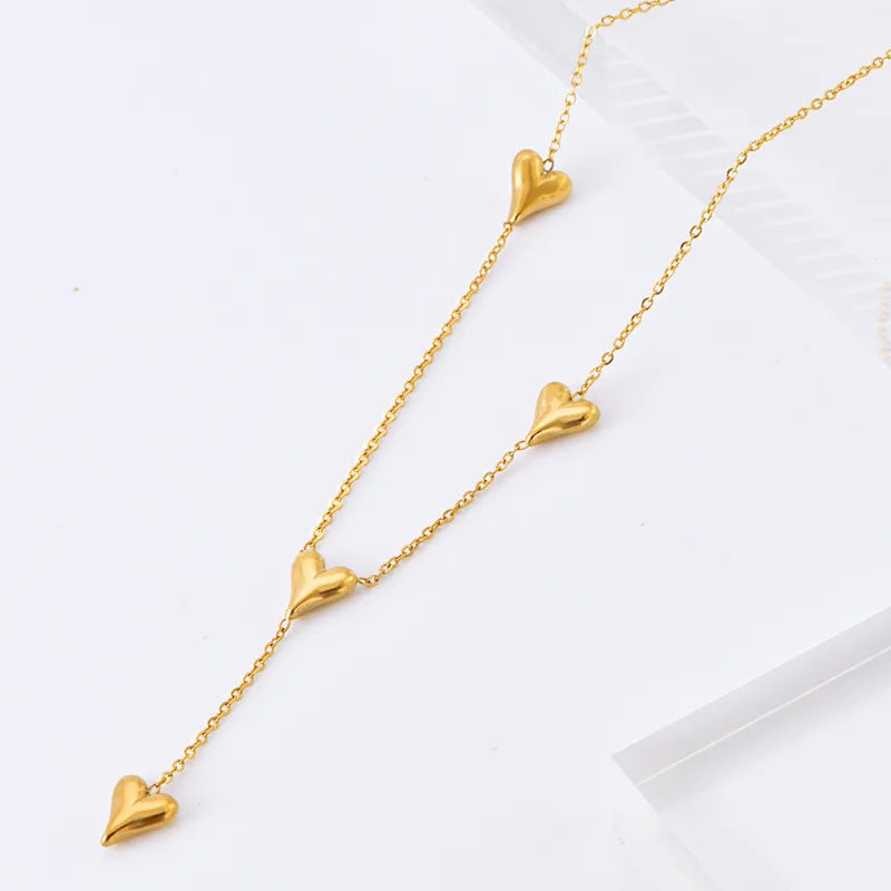 Wholesale Jewelry Sweet Simple Style Heart Shape 304 Stainless Steel 18K Gold Plated Bracelets Necklace