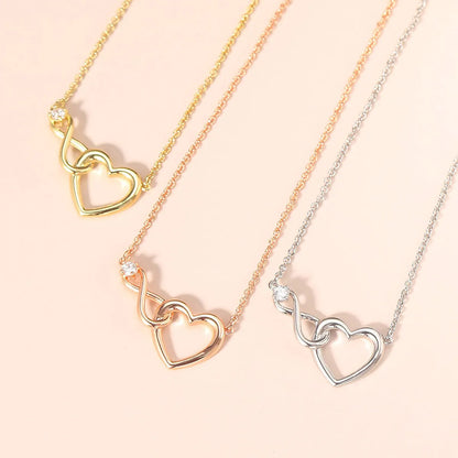 Sweet Simple Style Infinity Heart Shape Copper Inlay Zircon Bracelets Necklace