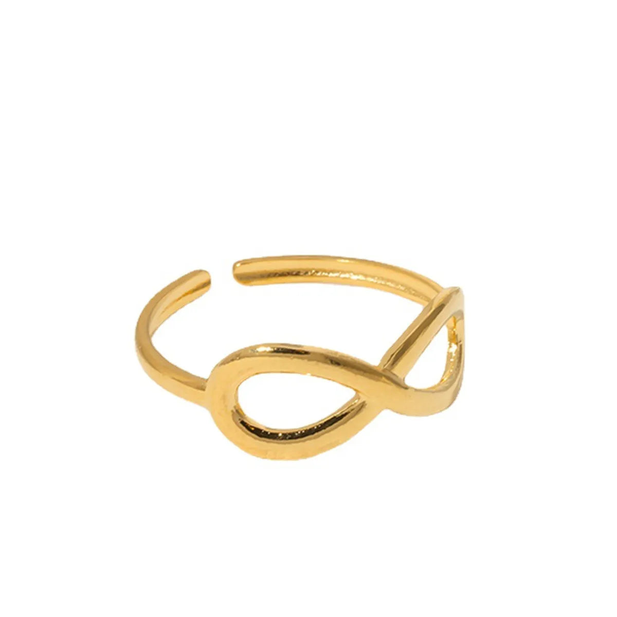 304 Stainless Steel 18K Gold Plated Sweet Simple Style Plating Hollow Out Infinity Open Rings