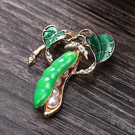 Sweet Simple Style Pea Alloy Enamel Plating Inlay Rhinestones Women'S Brooches