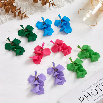 Sweet Simple Style Petal Arylic Stoving Varnish Women's Drop Earrings