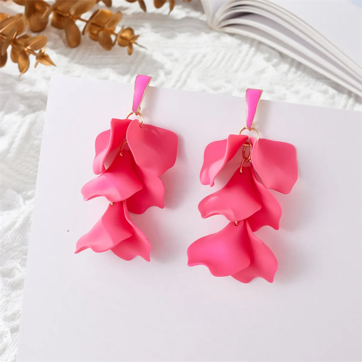 Sweet Simple Style Petal Arylic Stoving Varnish Women's Drop Earrings