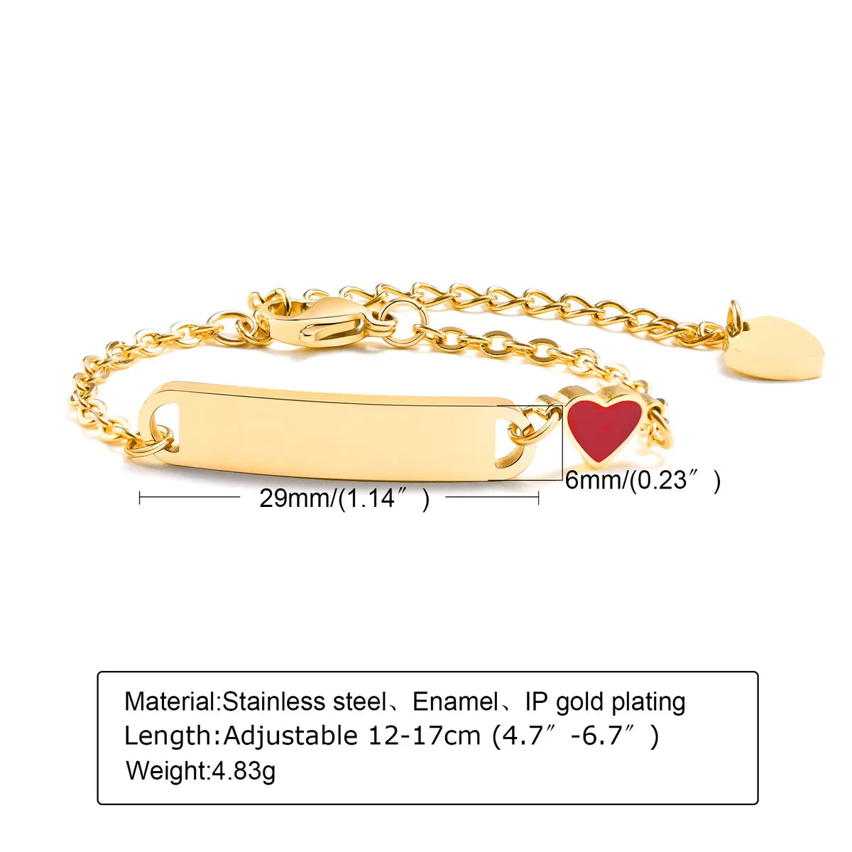 Sweet Simple Style Rainbow Heart Shape Strawberry 201 Stainless Steel Gold Plated Bracelets In Bulk