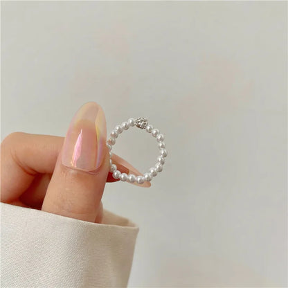 Sweet Simple Style Round Imitation Pearl Wholesale Rings