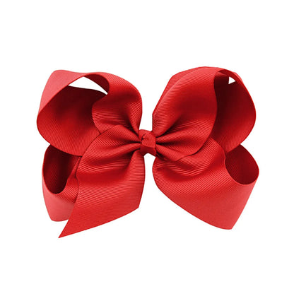 Sweet Simple Style Solid Color Bow Knot Ribbed Band Handmade Hair Clip