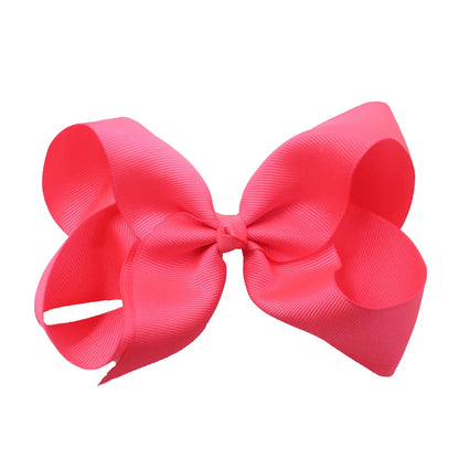 Sweet Simple Style Solid Color Bow Knot Ribbed Band Handmade Hair Clip