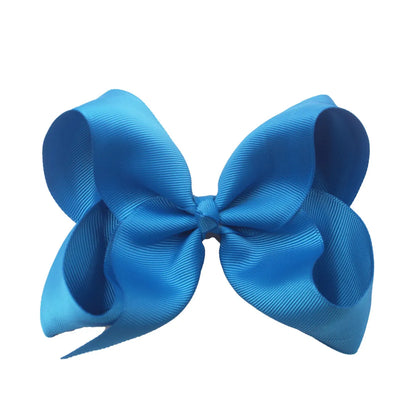 Sweet Simple Style Solid Color Bow Knot Ribbed Band Handmade Hair Clip