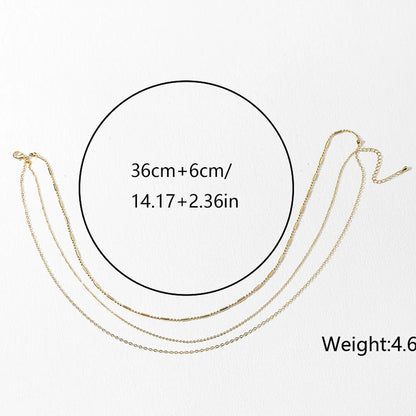 Sweet Simple Style Solid Color Copper Plating Chain 18k Gold Plated Unisex Three Layer Necklace