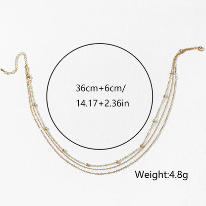 Sweet Simple Style Solid Color Copper Plating Chain 18k Gold Plated Women's Three Layer Necklace