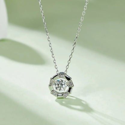 Sweet Snowflake Sterling Silver Gra Plating Inlay Moissanite Rhodium Plated Pendant Necklace