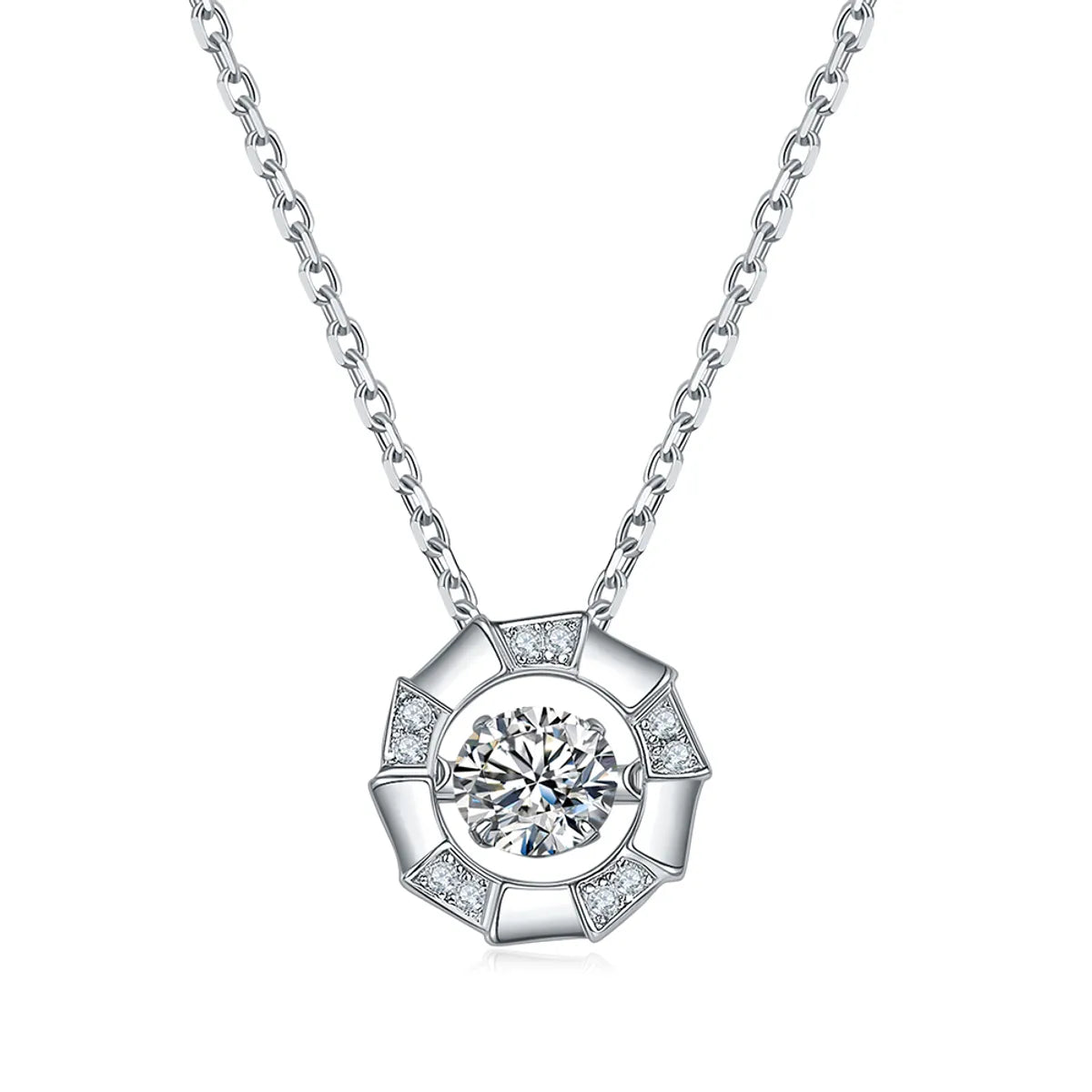 Sweet Snowflake Sterling Silver Gra Plating Inlay Moissanite Rhodium Plated Pendant Necklace