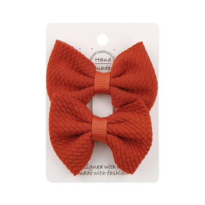 Sweet Solid Color Bow Knot Cloth Hair Clip