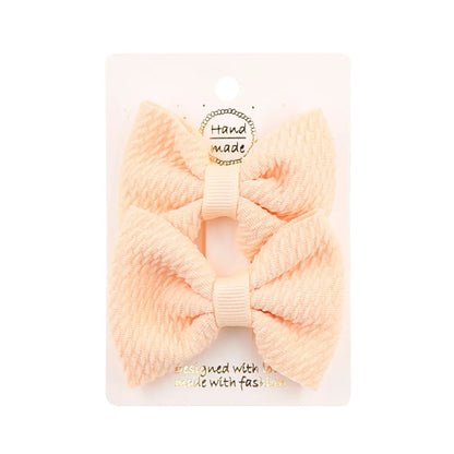 Sweet Solid Color Bow Knot Cloth Hair Clip