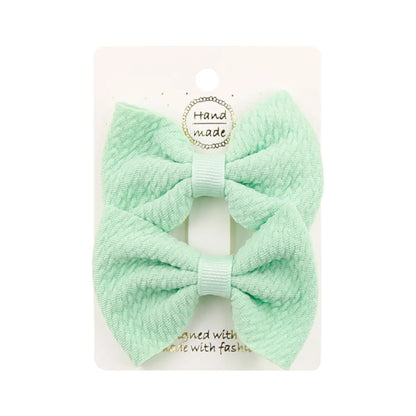 Sweet Solid Color Bow Knot Cloth Hair Clip