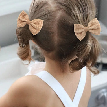 Sweet Solid Color Bow Knot Cloth Hair Clip