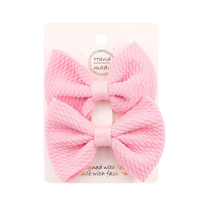 Sweet Solid Color Bow Knot Cloth Hair Clip