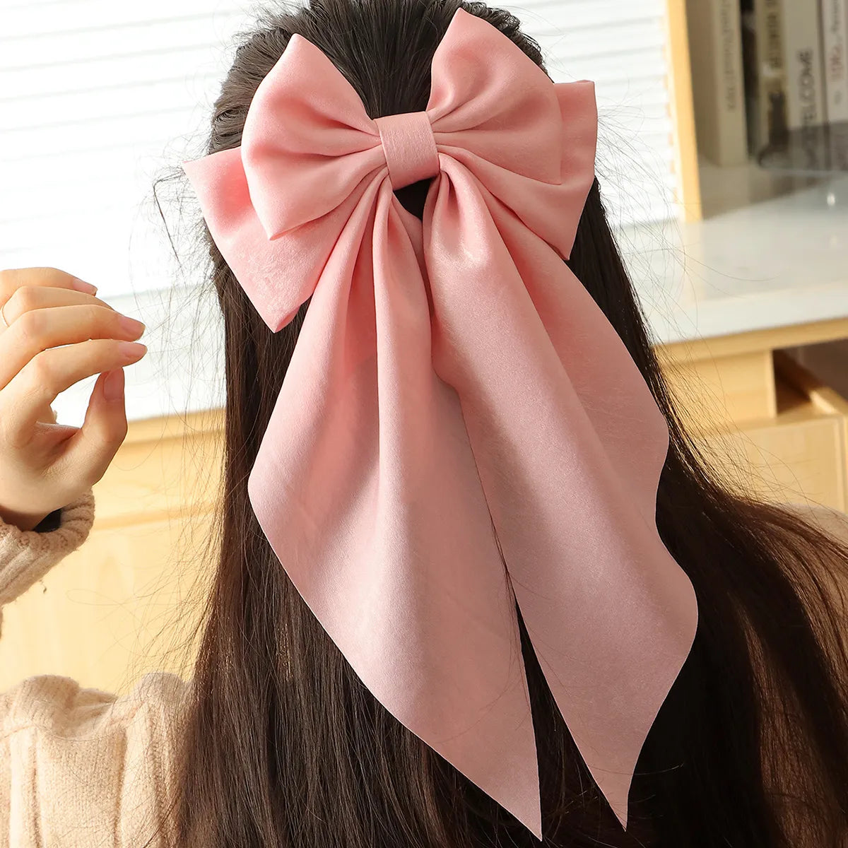 Sweet Solid Color Cloth Bow Knot Hair Clip 1 Piece