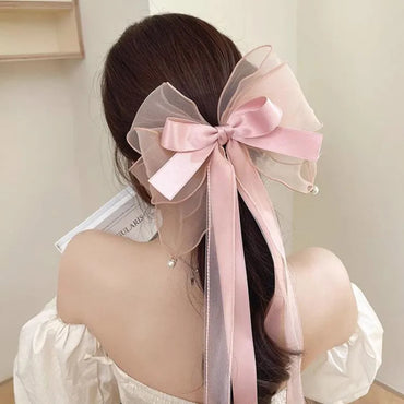 Sweet Solid Color Cloth Bowknot Hair Clip