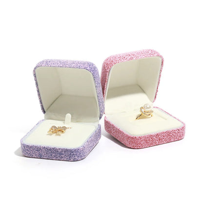 Sweet Solid Color Flannel Iron Jewelry Boxes