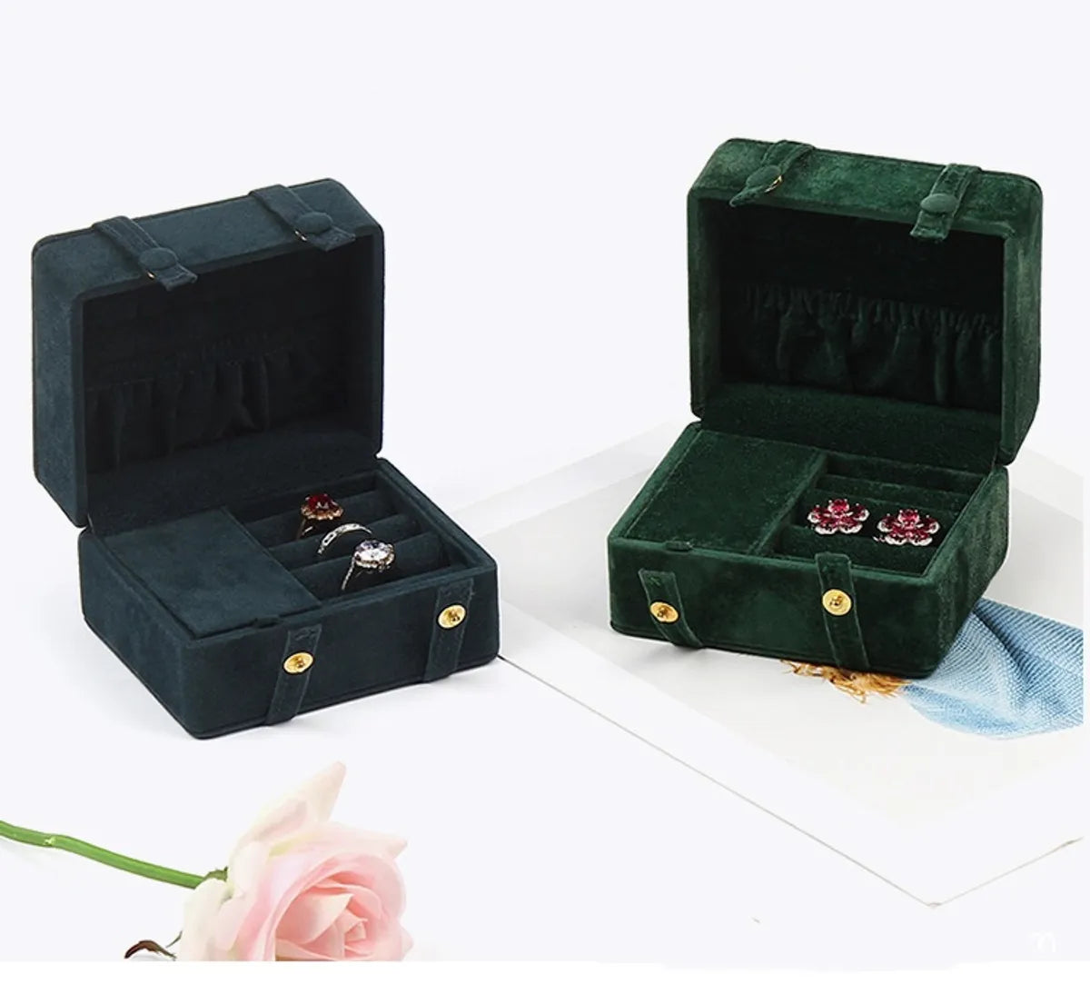 Sweet Solid Color Flannel Jewelry Boxes