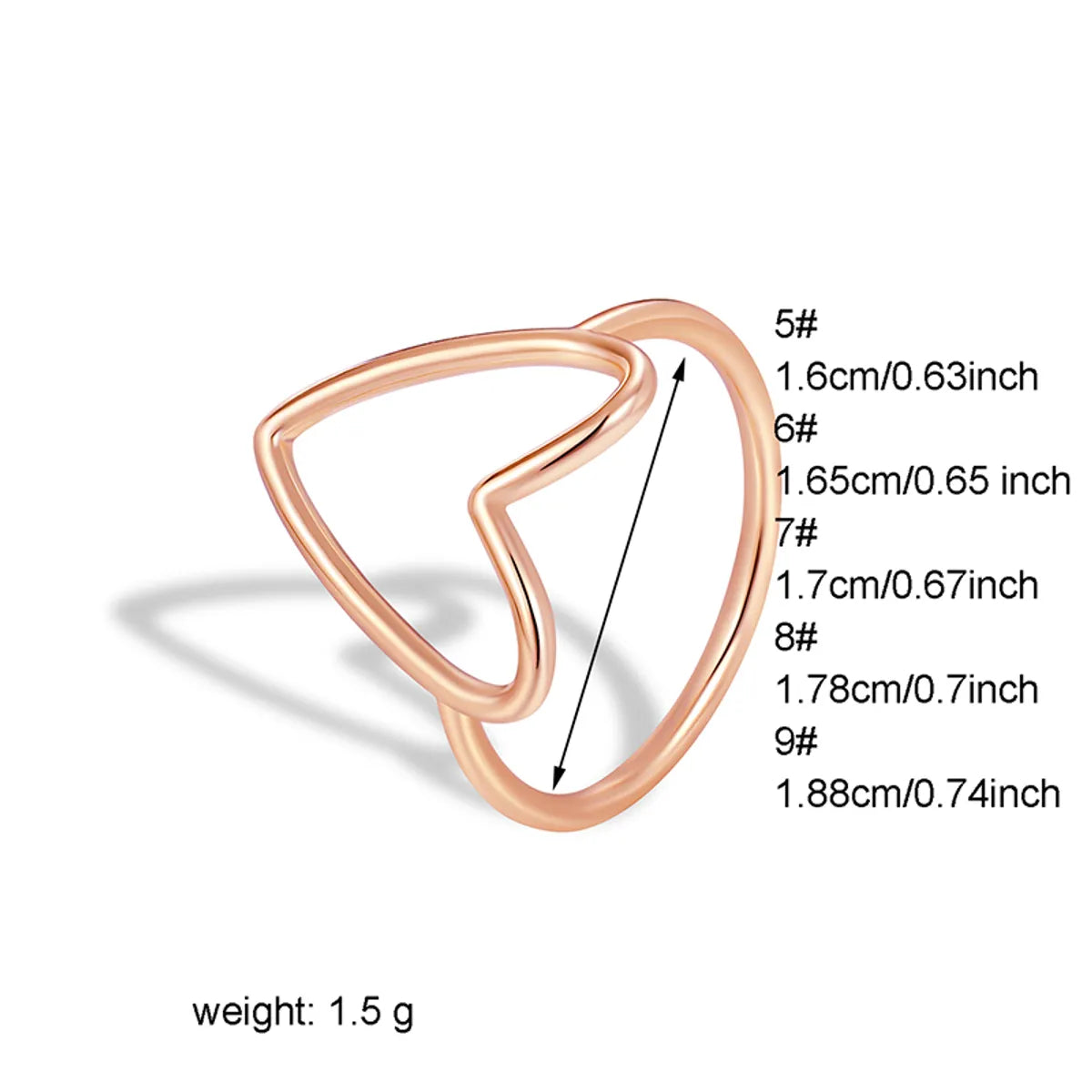 Sweet Solid Color Heart Shape Copper Plating Hollow Out 18k Gold Plated Rose Gold Plated Silver Plated Rings