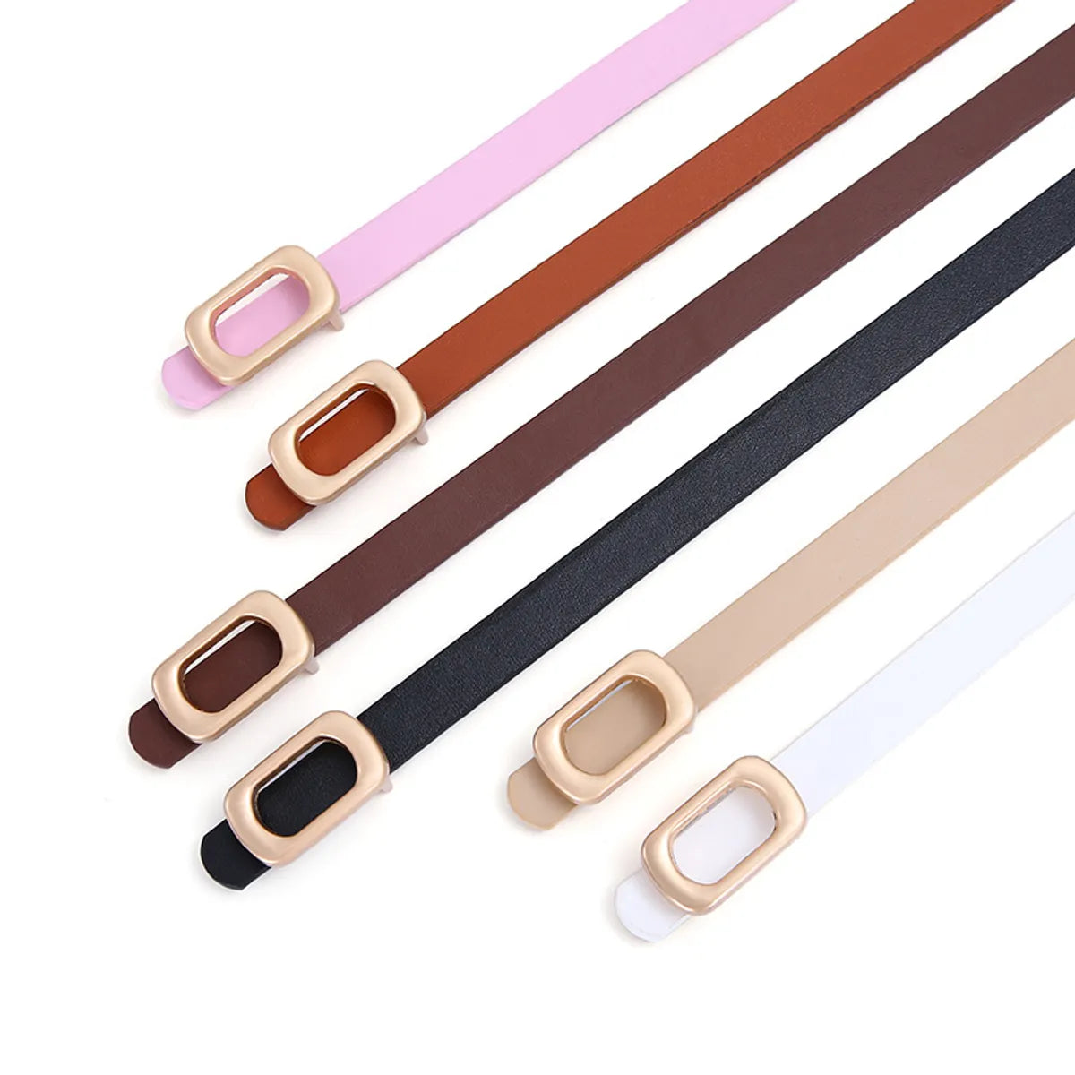 Sweet Solid Color Imitation Leather Alloy Plating Women'S Leather Belts