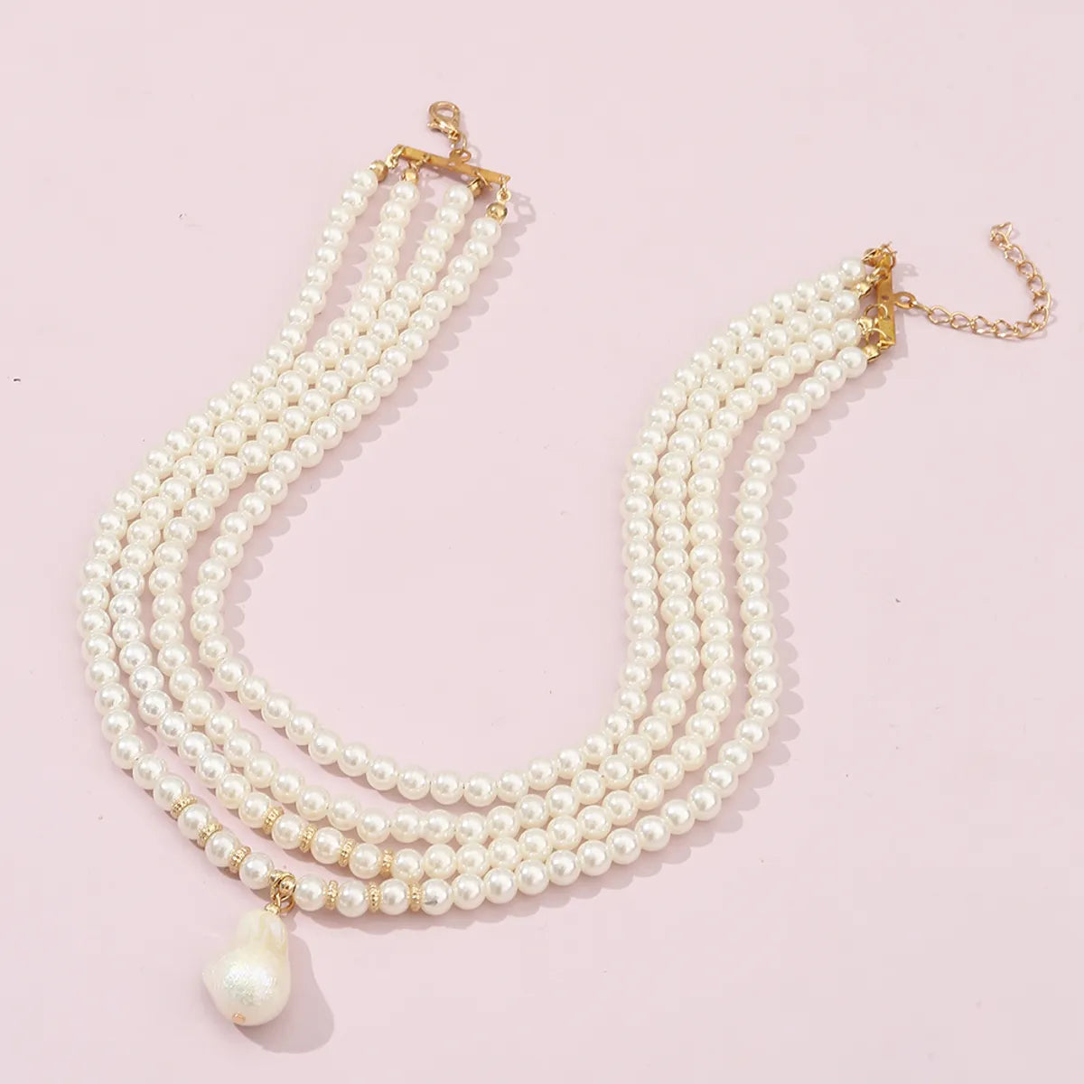 Sweet Solid Color Imitation Pearl Baroque Pearls Wholesale Layered Necklaces