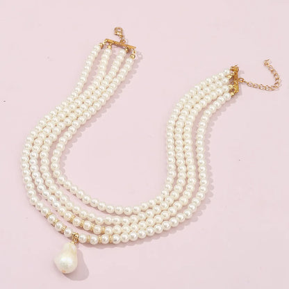 Sweet Solid Color Imitation Pearl Baroque Pearls Wholesale Layered Necklaces