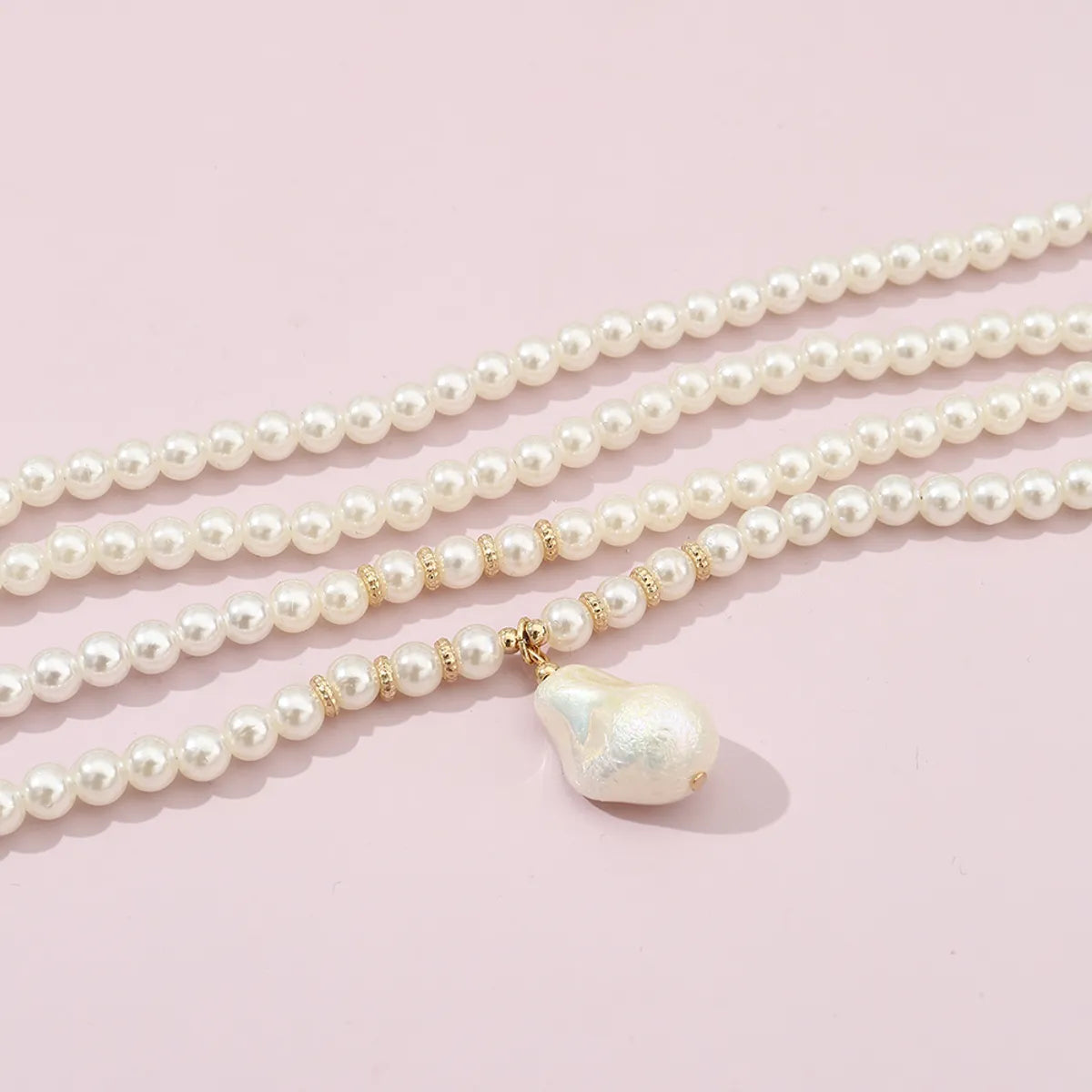 Sweet Solid Color Imitation Pearl Baroque Pearls Wholesale Layered Necklaces