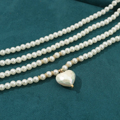 Sweet Solid Color Imitation Pearl Baroque Pearls Wholesale Layered Necklaces