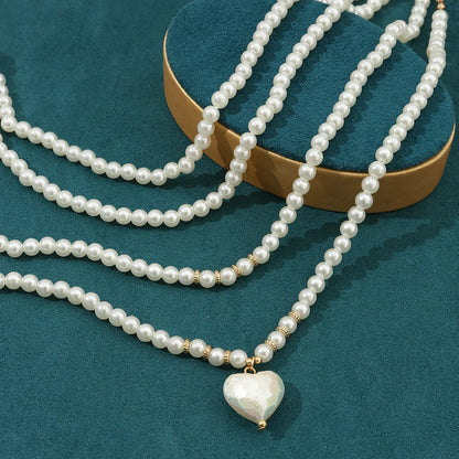 Sweet Solid Color Imitation Pearl Baroque Pearls Wholesale Layered Necklaces