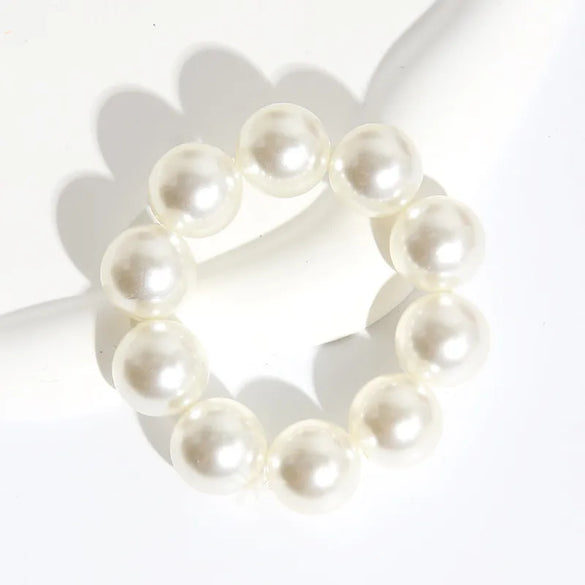 Sweet Solid Color Imitation Pearl Hair Tie 1 Piece
