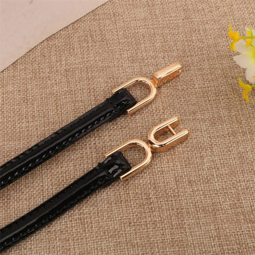 Sweet Solid Color Pu Leather Alloy Women'S Leather Belts