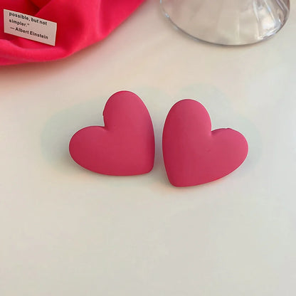 Sweet Square Heart Shape Arylic Alloy Stoving Varnish Women's Ear Studs