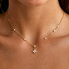 Sweet Stainless Steel Flower Geometric Pendant Necklace With Delicate Plated Collarbone Chain And Lobster Clasp For Women