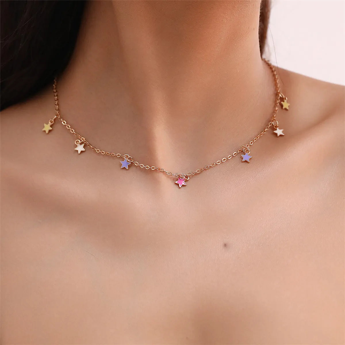 Sweet Star Alloy Chain Women'S Necklace