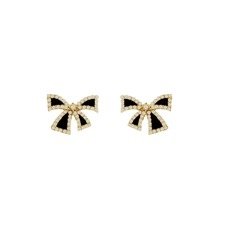 Sweet Star Heart Shape Bow Knot Copper Inlay Artificial Pearls Rhinestones Opal Earrings 1 Pair