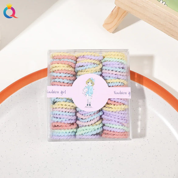 Sweet Star Solid Color Strawberry Plastic Rubber Band Hair Tie 1 Set