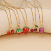 Sweet Strawberry Cherry Pendant Fashion Stainless Steel Clavicle Chain Jewelry With Fruit Pattern