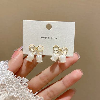 Sweet Streetwear Fruit Heart Shape Flower Alloy Enamel Plating Inlay Artificial Pearls Rhinestones Women'S Drop Earrings