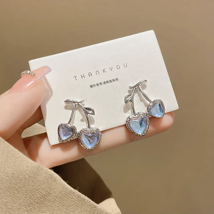 Sweet Streetwear Fruit Heart Shape Flower Alloy Enamel Plating Inlay Artificial Pearls Rhinestones Women'S Drop Earrings