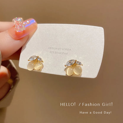 Sweet Streetwear Fruit Heart Shape Flower Alloy Enamel Plating Inlay Artificial Pearls Rhinestones Women'S Drop Earrings