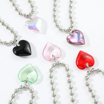 Sweet Streetwear Heart Shape Artificial Crystal Alloy Women's Pendant Necklace