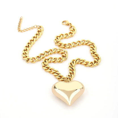 Sweet Streetwear Heart Shape Titanium Steel Bracelets Earrings Necklace