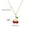 Sweet Student Cute Cherry Fruit Pendant Necklace Clavicle Chain Stainless Steel Electroplated Unisex