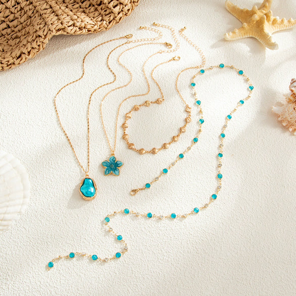 Sweet Style Imitation Pearl Necklace With Floral And Geometric Details Rhinestone Yshaped Tassel Pendant And Plated Alloy Chain For Women