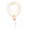 Sweet Style Imitation Pearl Necklace With Floral And Geometric Details Rhinestone Yshaped Tassel Pendant And Plated Alloy Chain For Women